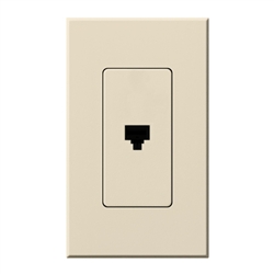 Lutron NT-PJ-LA Nova T, Single Telephone Jack, 6-Conductor, RJ11 in Light Almond, Matte Finish