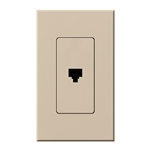 Lutron NT-PJ-TP Nova T, Single Telephone Jack, 6-Conductor, RJ11 in Taupe, Matte Finish