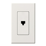 Lutron NT-PJ-WH Nova T, Single Telephone Jack, 6-Conductor, RJ11 in White, Matte Finish