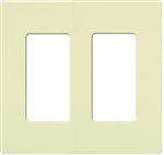 Lutron NT-R3R3-FB-AL Nova T Screwless 2 Gang Wallplate Decora Opening, Fins Broken, in Almond, Matte Finish