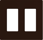 Lutron NT-R3R3-NFB-BR Nova T Screwless 2 Gang Wallplate Decora Opening, No Fins Broken, in Brown, Matte Finish