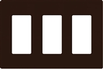 Lutron NT-R3R3R3-FB-BR Nova T Screwless 3 Gang Wallplate Decora Opening, Fins Broken, in Brown, Matte Finish