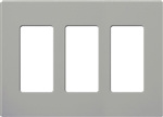 Lutron NT-R3R3R3-NFB-GR Nova T Screwless 3 Gang Wallplate Decora Opening, No Fins Broken, in Gray, Matte Finish