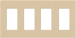 Lutron NT-R3R3R3R3-NFB-BE Nova T Screwless 4 Gang Wallplate Decora Opening, No Fins Broken, in Beige, Matte Finish