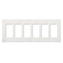 Lutron NT-R3R3R3R3R3R3-FB-BB Nova T Screwless 6 Gang Wallplate Decora Opening, Fins Broken, in Bright Brass, Metal Finish