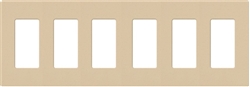 Lutron NT-R3R3R3R3R3R3-FB-BE Nova T Screwless 6 Gang Wallplate Decora Opening, Fins Broken, in Beige, Matte Finish