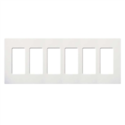 Lutron NT-R3R3R3R3R3R3-FB-CLA Nova T Screwless 6 Gang Wallplate Decora Opening, Fins Broken, in Clear Anodized, Aluminum Finish