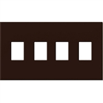 Lutron NT-SSSS-FB-BR Nova T Screwless 4 Gang Wallplate Decora Opening in Brown, Matte Finish