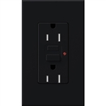 Lutron NTR-15-GFST-BL Nova T Duplex Self-Testing Tamper Resistant 15A 125V GFCI Receptacle in Black, Matte Finish