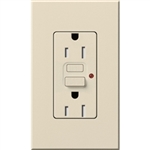 Lutron NTR-15-GFST-LA Nova T Duplex Self-Testing Tamper Resistant 15A 125V GFCI Receptacle in Light Almond, Matte Finish