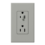 Lutron NTR-15-HDTR-GR Nova T 15A 120/125V Tamper Resistant Duplex Receptacle with Top Half Dimming in Gray, Matte Finish