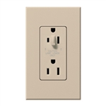 Lutron NTR-15-HDTR-TP Nova T 15A 120/125V Tamper Resistant Duplex Receptacle with Top Half Dimming in Taupe, Matte Finish