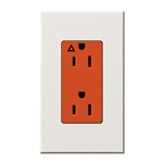 Lutron NTR-15-IG-OR-WH Nova T 15A, 125V, Isolated Ground Receptacle in White, Matte Finish