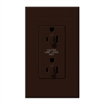 Lutron NTR-20-DDTR-BR Nova T 20A 120/125V Dual Dimming Tamper Resistant Duplex Receptacle Brown, Matte Finish