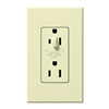 Lutron NTR-20-HDTR-AL Nova T 20A 120/125V Tamper Resistant Duplex Receptacle with Top Half Dimming in Almond, Matte Finish