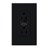 Lutron NTR-20-HDTR-BL Nova T 20A 120/125V Tamper Resistant Duplex Receptacle with Top Half Dimming in Black, Matte Finish