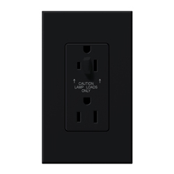 Lutron NTR-20-HDTR-BL Nova T 20A 120/125V Tamper Resistant Duplex Receptacle with Top Half Dimming in Black, Matte Finish