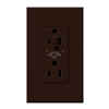 Lutron NTR-20-HDTR-BR Nova T 20A 120/125V Tamper Resistant Duplex Receptacle with Top Half Dimming Brown, Matte Finish