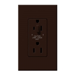 Lutron NTR-20-HDTR-BR Nova T 20A 120/125V Tamper Resistant Duplex Receptacle with Top Half Dimming Brown, Matte Finish