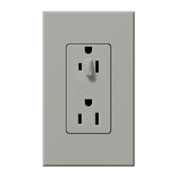 Lutron NTR-20-HDTR-GR Nova T 20A 120/125V Tamper Resistant Duplex Receptacle with Top Half Dimming in Gray, Matte Finish