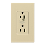 Lutron NTR-20-HDTR-IV Nova T 20A 120/125V Tamper Resistant Duplex Receptacle with Top Half Dimming in Ivory, Matte Finish