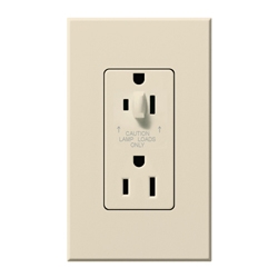 Lutron NTR-20-HDTR-LA Nova T 20A 120/125V Tamper Resistant Duplex Receptacle with Top Half Dimming in Light Almond, Matte Finish