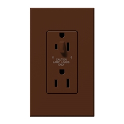 Lutron NTR-20-HDTR-SI Nova T 20A 120/125V Tamper Resistant Duplex Receptacle with Top Half Dimming in Sienna, Matte Finish