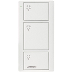 Lutron PJ2-3B-TSW-L01 Pico Wireless Control with indicator LED, 434 Mhz, 3-Button with Icon Engraving in White, Satin Color