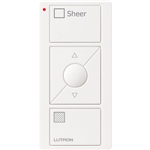 Lutron PJ2-3BRL-GWH-S04 Pico Wireless Control with indicator LED, 434 Mhz, 3-Button with Raise/Lower and Sheer Text Engraving in White
