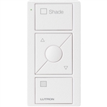 Lutron PJ2-3BRL-TSW-S02 Pico Wireless Control with indicator LED, 434 Mhz, 3-Button with Raise/Lower and Shade Text Engraving in White, Satin Color