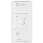 Lutron PJ2-3BRL-TSW-S04 Pico Wireless Control with indicator LED, 434 Mhz, 3-Button with Raise/Lower and Sheer Text Engraving in White, Satin Color