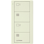 Lutron PJ2-4B-TBI-S21 Pico Wireless Control with indicator LED, RF signal, 4-Button 2-Group Control with Shade Icon Engraving in Biscuit, Satin Color