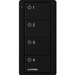 Lutron PJ2-4B-TMN-L41 Pico Wireless Control with indicator LED, RF signal, 4-Button 4-Group Toggle with Light Icon Engraving in Black, Satin Color