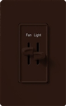 Lutron S2-LFH-BR Skylark 300W & 2.5A Single Pole Incandescent / Halogen Dimmer and Fully Variable Fan Control in Brown