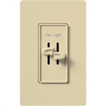 Lutron S2-LFH-IV Skylark 300W & 2.5A Single Pole Incandescent / Halogen Dimmer and Fully Variable Fan Control in Ivory