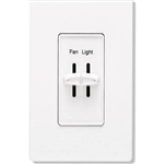 Lutron S2-LFH-WH Skylark 300W & 2.5A Single Pole Incandescent / Halogen Dimmer and Fully Variable Fan Control in White