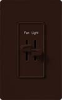 Lutron S2-LFSQ-BR Skylark 300W & 1.5A Single Pole Incandescent / Halogen Dimmer and 3-Speed Fan Control in Brown