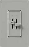 Lutron S2-LFSQ-GR Skylark 300W & 1.5A Single Pole Incandescent / Halogen Dimmer and 3-Speed Fan Control in Gray