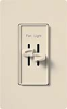 Lutron S2-LFSQ-LA Skylark 300W & 1.5A Single Pole Incandescent / Halogen Dimmer and 3-Speed Fan Control in Light Almond