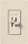 Lutron S2-LFSQH-LA Skylark 300W & 1.5A Single Pole Incandescent / Halogen Dimmer and 3-Speed Fan Control in Light Almond