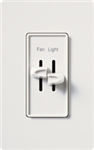 Lutron S2-LFSQH-WH Skylark 300W & 1.5A Single Pole Incandescent / Halogen Dimmer and 3-Speed Fan Control in White