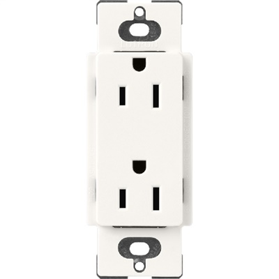 Lutron SCR-15-BW Claro Satin 15A Duplex Receptacle, Not Tamper Resistant in Brilliant White