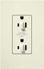 Lutron SCR-15-DDTR-BI Claro Satin Tamper Resistant 15A Duplex Receptacle for Dimming Use in Biscuit