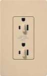 Lutron SCR-15-DDTR-DS Claro Satin Tamper Resistant 15A Duplex Receptacle for Dimming Use in Desert Stone