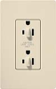 Lutron SCR-15-DDTR-ES Claro Satin Tamper Resistant 15A Duplex Receptacle for Dimming Use in Eggshell