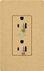 Lutron SCR-15-DDTR-GS Claro Satin Tamper Resistant 15A Duplex Receptacle for Dimming Use in Goldstone
