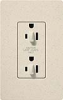 Lutron SCR-15-DDTR-LS Claro Satin Tamper Resistant 15A Duplex Receptacle for Dimming Use in Limestone
