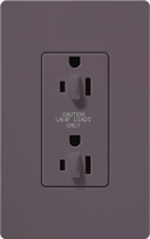 Lutron SCR-15-DDTR-PL Claro Satin Tamper Resistant 15A Duplex Receptacle for Dimming Use in Plum