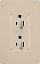 Lutron SCR-15-DDTR-TP Claro Satin Tamper Resistant 15A Duplex Receptacle for Dimming Use in Taupe