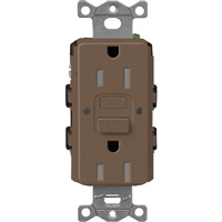 Lutron SCR-15-GFST-EP  Claro Satin Self-Testing Tamper Resistant 15A GFCI Receptacle in Espresso